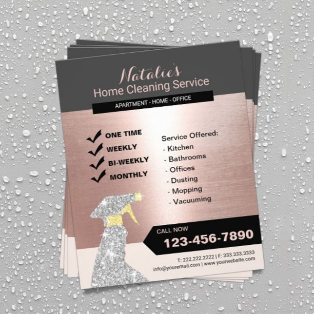Prospectus 11,4 Cm X 14,2 Cm Service de nettoyage à domicile Rose Gold (Créateur téléchargé)