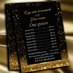 Prospectus 11,4 Cm X 14,2 Cm Service de tarif Black & Gold<br><div class="desc">Étirez-vous avec notre flyer de parties scintillant en faux,  élégant et glamour,  customisez avec votre nom d'entreprise,  slogan et liste de prix.</div>