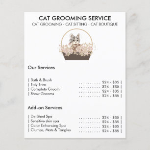 Prospectus 11,4 Cm X 14,2 Cm Service de toilettage de chat minimal