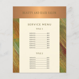 Prospectus 11,4 Cm X 14,2 Cm Service menu promotion salon de beauté moderne