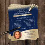 Prospectus 11,4 Cm X 14,2 Cm Service Noir Mobile Marine Blue & Gold Photo<br><div class="desc">Service Notaire Mobile Marine Blue & Gold Parties scintillant Flyers photo.</div>