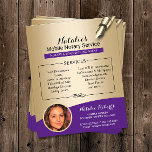 Prospectus 11,4 Cm X 14,2 Cm Service Noir Mobile Purple & Gold Photo<br><div class="desc">Service de notaire mobile Flyers photo violet & or.</div>