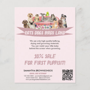 Prospectus 11,4 Cm X 14,2 Cm Services de gardiennage d'animaux Chien Chat Oisea