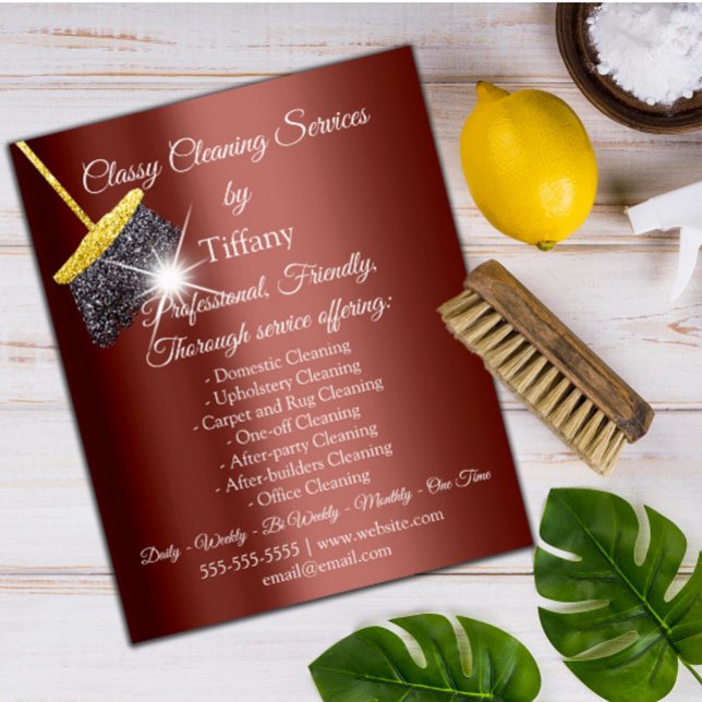 Prospectus 11,4 Cm X 14,2 Cm Services De Nettoyage Classique Maison Tenue Maid (Classy Cleaning Services House Keeping Maid Flyer)