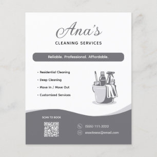 Prospectus 11,4 Cm X 14,2 Cm Services de nettoyage Entretien ménager Code QR gr