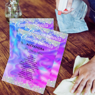 Prospectus 11,4 Cm X 14,2 Cm Services de nettoyage Maison Tenue Holographique V