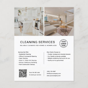 Prospectus 11,4 Cm X 14,2 Cm Services de nettoyage minimaliste QR Entreprise