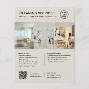 Prospectus 11,4 Cm X 14,2 Cm Services de nettoyage modernes QR Entreprise