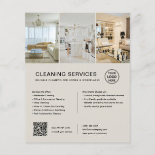 Prospectus 11,4 Cm X 14,2 Cm Services de nettoyage modernes QR Entreprise