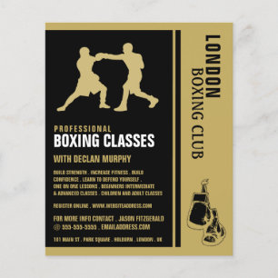 Prospectus 11,4 Cm X 14,2 Cm Silhouette Boxing Match, Boxing Class Advert Flyer