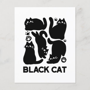 Prospectus 11,4 Cm X 14,2 Cm Silhouettes de chat noir - Design Feline mignon