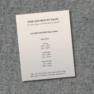 Prospectus 11,4 Cm X 14,2 Cm Simple Elegant Faux Silver Hairdresser