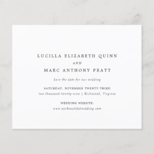 Prospectus 11,4 Cm X 14,2 Cm Simple Mariage à Petit Budget Timeless Save the Da
