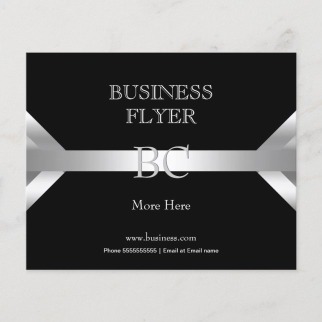 Prospectus 11,4 Cm X 14,2 Cm Simple Monogramme Argent Noir Blanc 4D (Devant)