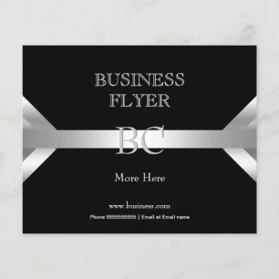 Prospectus 11,4 Cm X 14,2 Cm Simple Monogramme Argent Noir Blanc 4D