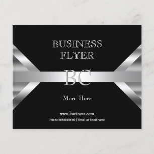Prospectus 11,4 Cm X 14,2 Cm Simple Monogramme Argent Noir Blanc 4D2