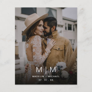 Prospectus 11,4 Cm X 14,2 Cm Simple Monogramme Budget Wedding Enregistrer la ph