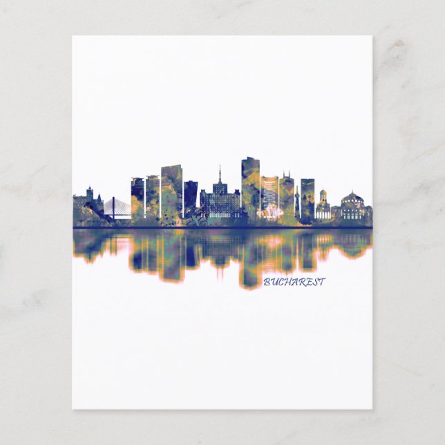 Prospectus 11,4 Cm X 14,2 Cm Skyline de Bucarest (Devant)
