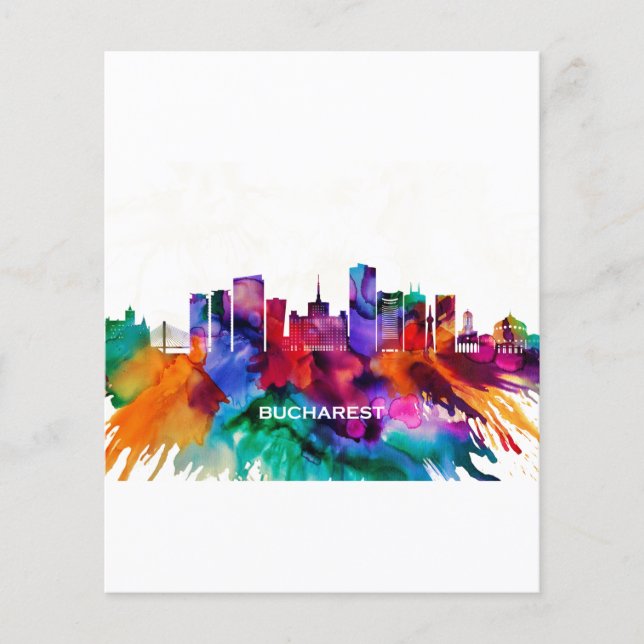 Prospectus 11,4 Cm X 14,2 Cm Skyline de Bucarest (Devant)