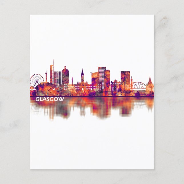 Prospectus 11,4 Cm X 14,2 Cm Skyline écossaise de Glasgow (Devant)