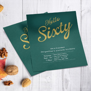 Prospectus 11,4 Cm X 14,2 Cm Soixante Green Gold Budget 60e Invitation annivers