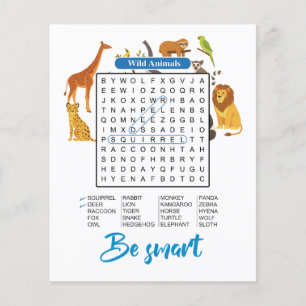 Prospectus 11,4 Cm X 14,2 Cm Soyez Intelligent – Recherche de Mots Animaux Sauv