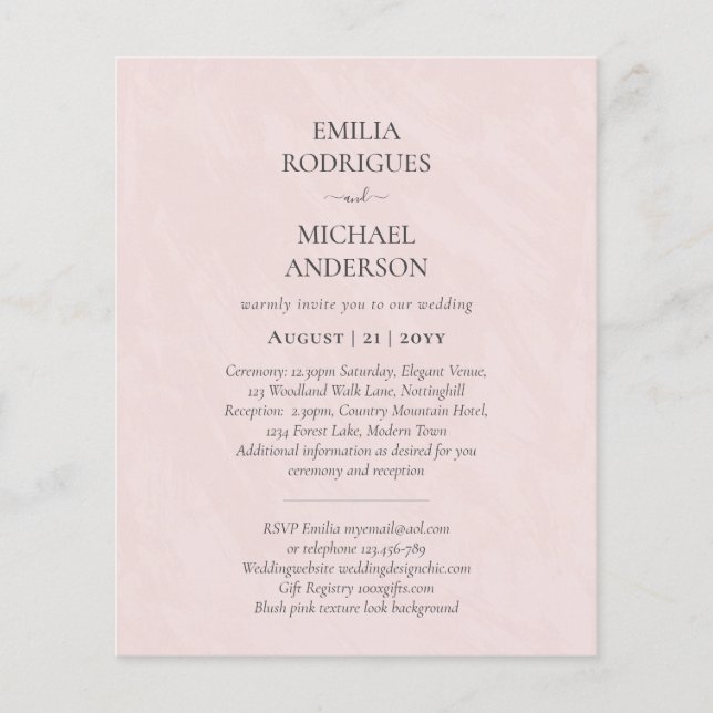 Prospectus 11,4 Cm X 14,2 Cm Spanish Wedding Invites BILINGUAL Budget Boda (Devant)