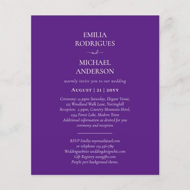 Prospectus 11,4 Cm X 14,2 Cm Spanish Wedding Invites BILINGUAL Budget Boda (Devant)