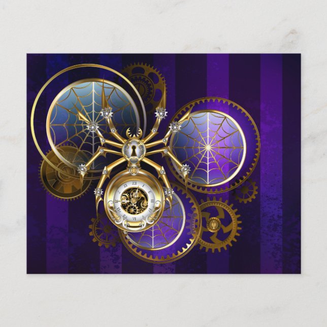 Prospectus 11,4 Cm X 14,2 Cm Spider Steampunk sur Arrière - plan pourpre (Devant)