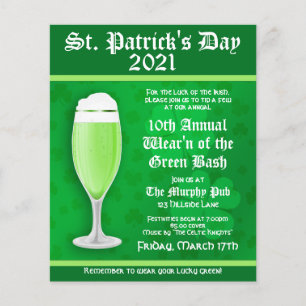 Prospectus 11,4 Cm X 14,2 Cm St. Patrick's Day Beer Event Invitation Flyer