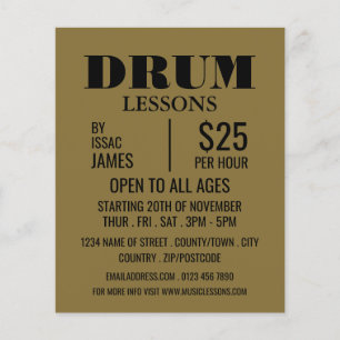 Prospectus 11,4 Cm X 14,2 Cm Stylish Drum Lessons Publicité Circulaire