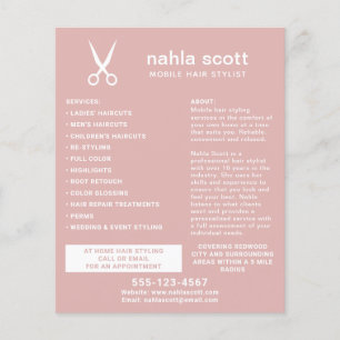 Prospectus 11,4 Cm X 14,2 Cm Styliste de cheveux mobiles Ciseaux rose Dusty mod