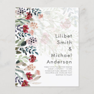 Prospectus 11,4 Cm X 14,2 Cm Sublime Bourgogne Bleu Fleur sauvage Élégant Maria