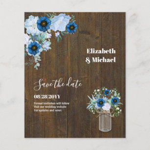 Prospectus 11,4 Cm X 14,2 Cm Sublime Dusty Blue Floral Mason Jar Mariage