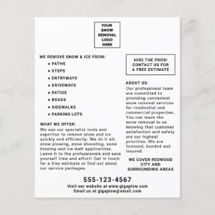 Prospectus 11,4 Cm X 14,2 Cm Suppression de neige Ajouter votre logo marketing