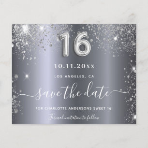 Prospectus 11,4 Cm X 14,2 Cm Sweet 16 anniversaire parties scintillant argent e