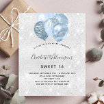 Prospectus 11,4 Cm X 14,2 Cm Sweet 16 argent bleu parties scintillant invitatio<br><div class="desc">Veuillez noter que cette invitation est sur papier de prospectus et très mince. Les enveloppes ne sont pas incluses. Pour des invitations plus épaisses (même conception), veuillez visiter notre magasin. Pour un élégant Sweet 16, 16e anniversaire. Un arrière - plan métallique à l'aspect faux argenté. Décoré avec de la poussière...</div>