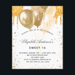 Prospectus 11,4 Cm X 14,2 Cm Sweet 16 Ballons d'or blanc invitation budgétaire<br><div class="desc">Veuillez noter que cette invitation est sur papier de prospectus et très mince. Les enveloppes ne sont pas incluses. Pour des invitations plus épaisses (même conception), veuillez visiter notre magasin. Pour une soirée Sweet 16, 16ème anniversaire. Un arrière - plan blanc chic. Décoré avec des gouttes de parties scintillant en...</div>