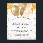 Prospectus 11,4 Cm X 14,2 Cm Sweet 16 Ballons d'or blanc invitation budgétaire<br><div class="desc">Veuillez noter que cette invitation est sur papier de prospectus et très mince. Les enveloppes ne sont pas incluses. Pour des invitations plus épaisses (même conception), veuillez visiter notre magasin. Pour une soirée Sweet 16, 16ème anniversaire. Un arrière - plan blanc chic. Décoré avec des gouttes de parties scintillant en...</div>