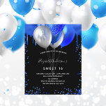 Prospectus 11,4 Cm X 14,2 Cm Sweet 16 black royal bleu budget invitation<br><div class="desc">Veuillez noter que cette invitation est sur papier de prospectus et très mince. Les enveloppes ne sont pas incluses. Pour des invitations plus épaisses (même conception), veuillez visiter notre magasin. Une invitation à la fête de 16e anniversaire pour filles et femmes Sweet 16. Devant : Un arrière - plan noir...</div>