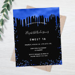Prospectus 11,4 Cm X 14,2 Cm Sweet 16 black royal bleu budget invitation<br><div class="desc">Veuillez noter que cette invitation est sur papier de prospectus et très mince. Les enveloppes ne sont pas incluses. Pour des invitations plus épaisses (même conception), veuillez visiter notre magasin. Une invitation à la fête de 16e anniversaire de Sweet 16, fillette et tendance. Devant : Un arrière - plan noir...</div>