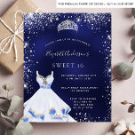 Prospectus 11,4 Cm X 14,2 Cm Sweet 16 marine bleu argent robe budget tiara<br><div class="desc">Veuillez noter que cette invitation est sur papier de prospectus et très mince. Les enveloppes ne sont pas incluses. Pour des invitations plus épaisses (même conception), veuillez visiter notre magasin. Une invitation tendance et glamour pour une Soirée 16, 16e anniversaire Sweet. Un arrière - plan bleu marine avec de la...</div>