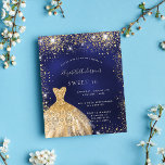 Prospectus 11,4 Cm X 14,2 Cm Sweet 16 marine bleu or robe budget invitation<br><div class="desc">Veuillez noter que cette invitation est sur papier de prospectus et très mince. Les enveloppes ne sont pas incluses. Pour des invitations plus épaisses (même conception), veuillez visiter notre magasin. Une invitation tendance et glamour pour une Soirée 16, 16e anniversaire Sweet. Un arrière - plan bleu marine avec de la...</div>
