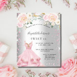 Prospectus 11,4 Cm X 14,2 Cm Sweet 16 robe rose argent invitation parties scint<br><div class="desc">Veuillez noter que cette invitation est sur papier de prospectus et très mince. Les enveloppes ne sont pas incluses. Pour des invitations plus épaisses (même conception), veuillez visiter notre magasin. Une invitation moderne, élégante et glamour pour une fête Sweet 16, 16e anniversaire. Un arrière - plan métallique faux argenté à...</div>