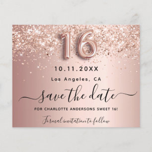Prospectus 11,4 Cm X 14,2 Cm Sweet 16 rose budget parties scintillant or enregi