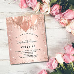 Prospectus 11,4 Cm X 14,2 Cm Sweet 16 rose or blush parties scintillant budget<br><div class="desc">Veuillez noter que cette invitation est sur papier de prospectus et très mince. Les enveloppes ne sont pas incluses. Pour des invitations plus épaisses (même conception), veuillez visiter notre magasin. Pour un élégant Sweet 16, 16e anniversaire. Un arrière - plan rose à l'apparence métallique. Décoré d'or rose, de gouttes de...</div>
