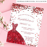 Prospectus 11,4 Cm X 14,2 Cm Sweet 16 rouge blanc robe budget invitation<br><div class="desc">Veuillez noter que cette invitation est sur papier de prospectus et très mince. Les enveloppes ne sont pas incluses. Pour des invitations plus épaisses (même conception), veuillez visiter notre magasin. Une invitation moderne, élégante et glamour pour une fête Sweet 16, 16e anniversaire. Un arrière - plan blanc aux étincelles, une...</div>