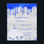Prospectus 11,4 Cm X 14,2 Cm Sweet 16 royal bleu argent budget invitation<br><div class="desc">Veuillez noter que cette invitation est sur papier de prospectus et très mince. Les enveloppes ne sont pas incluses. Pour des invitations plus épaisses (même conception), veuillez visiter notre magasin. Un arrière - plan faux argenté. Décoré avec un look dégoulinant de peinture bleue royale, scintille. Personnalisez et ajoutez un nom...</div>