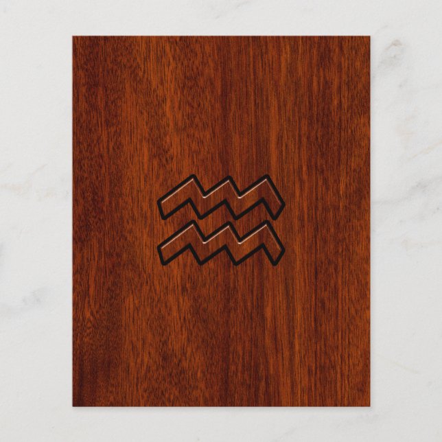 Prospectus 11,4 Cm X 14,2 Cm Symbole Aquarius Zodiac Style acajou (Devant)