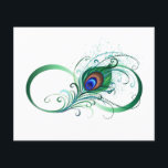 Prospectus 11,4 Cm X 14,2 Cm Symbole de l'Infinity<br><div class="desc">Le symbole de l'infinity with a bright,  green,  artistic peacock feather on a white background. Tattoo style.</div>